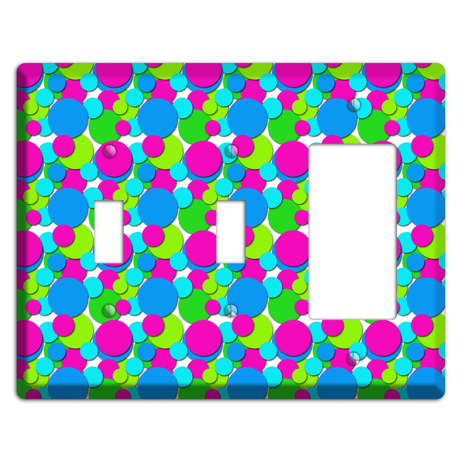Fuschia Lime Blue Bubble Dots 2 Toggle / Rocker Wallplate