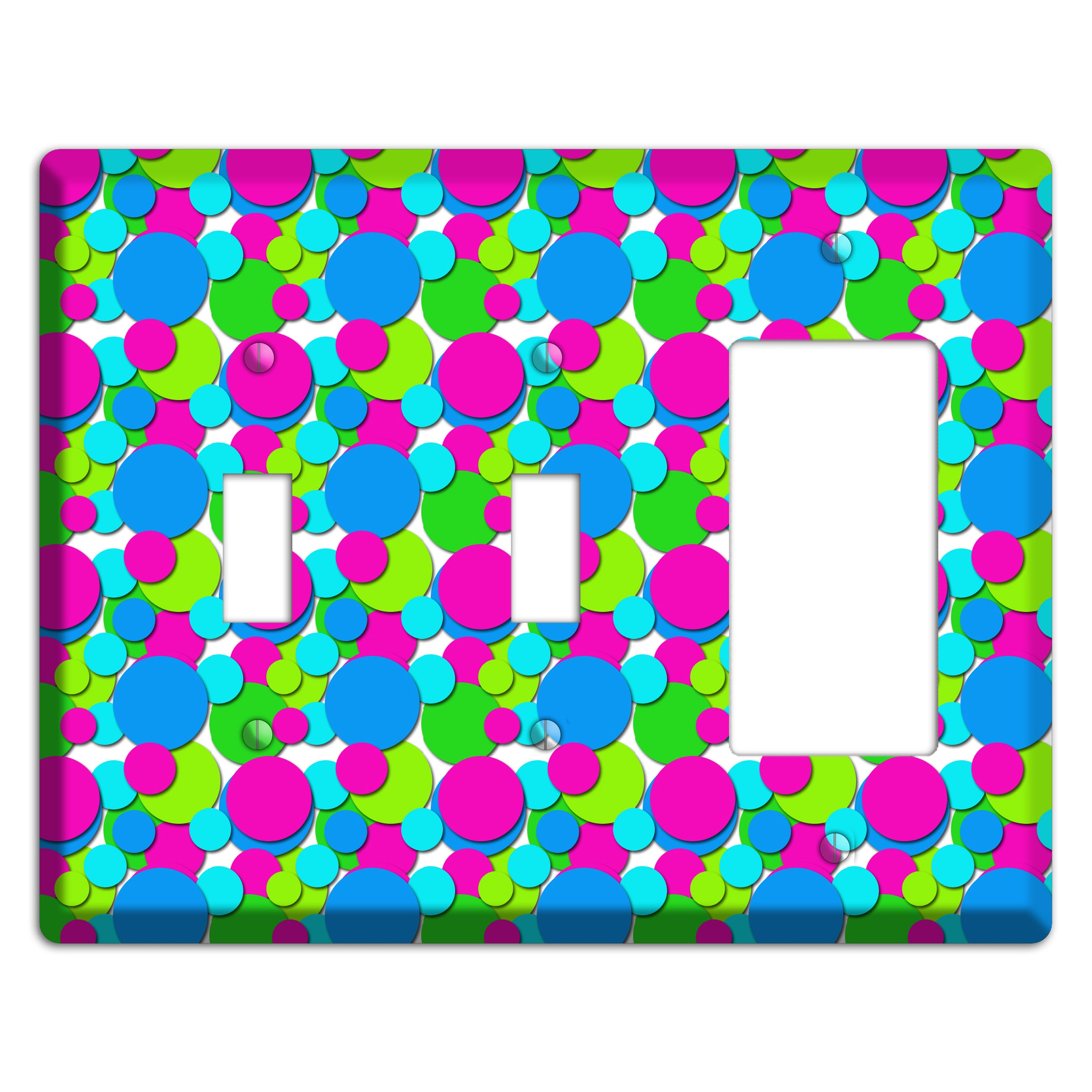 Fuschia Lime Blue Bubble Dots 2 Toggle / Rocker Wallplate