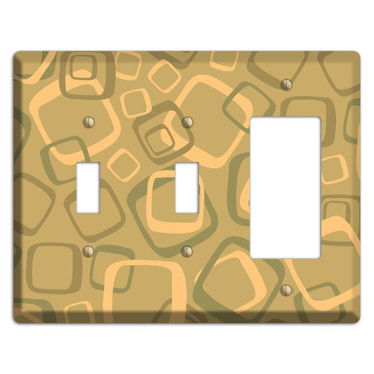 Multi Olive Random Retro Squares 2 Toggle / Rocker Wallplate