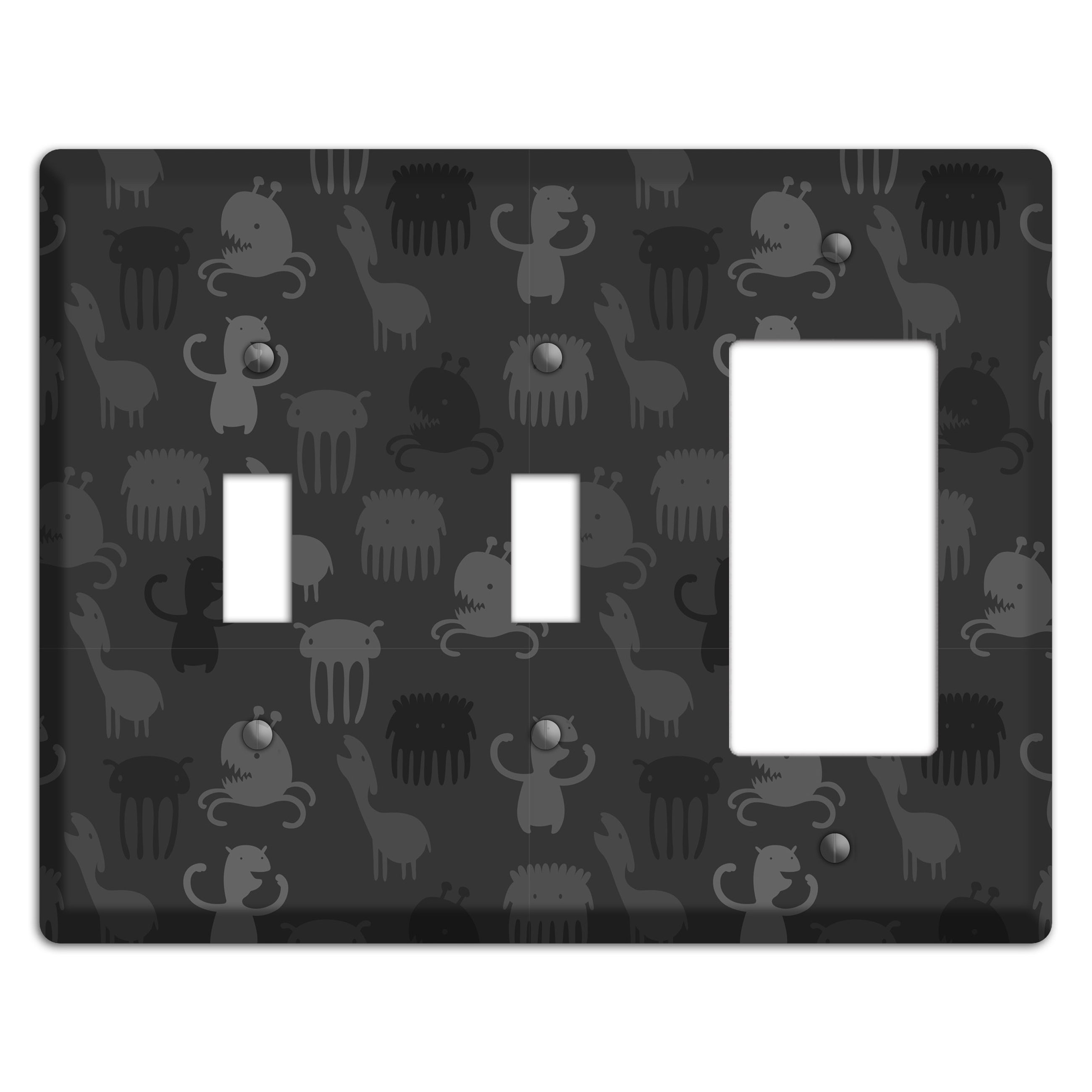 Silly Monsters Black and Grey 2 Toggle / Rocker Wallplate