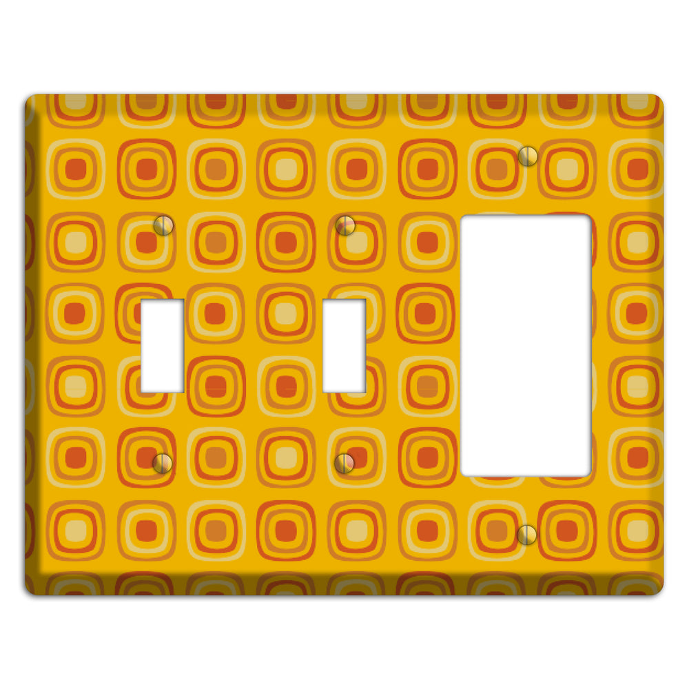 Multi Orange Red Retro Squares 2 Toggle / Rocker Wallplate