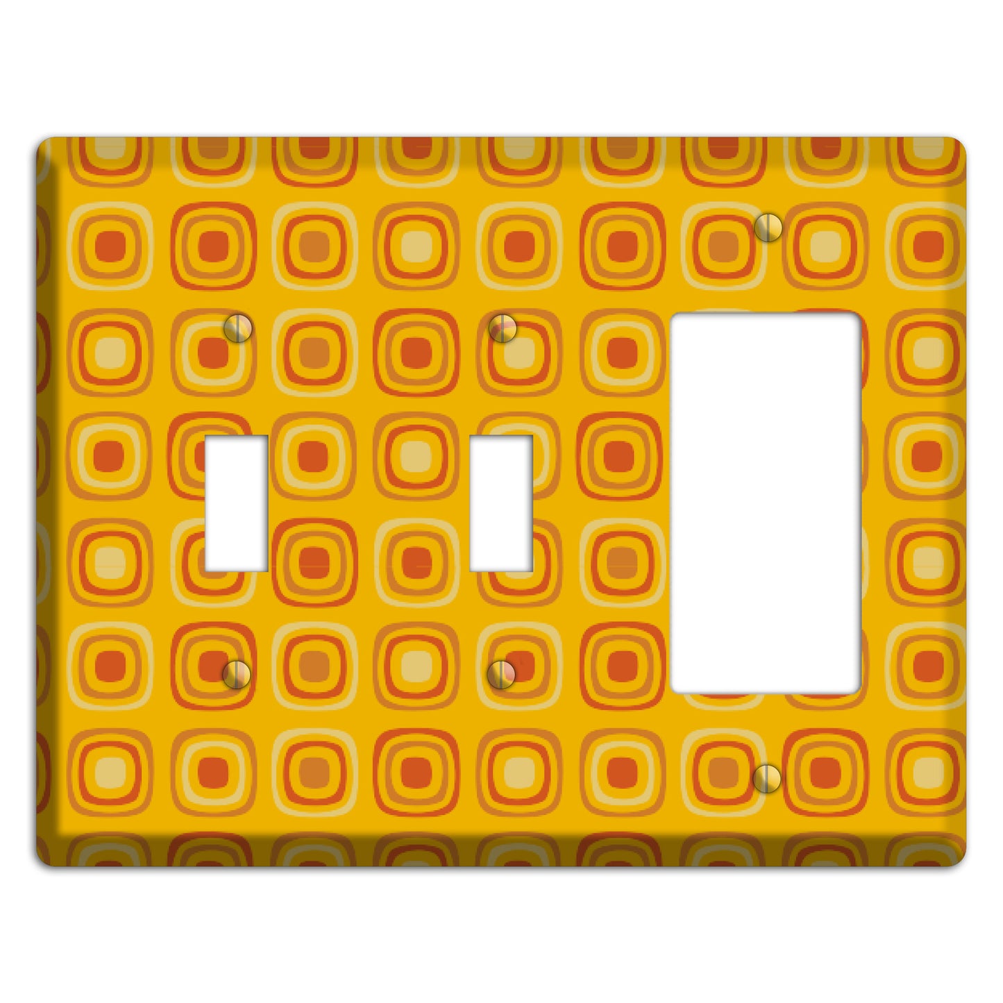 Multi Orange Red Retro Squares 2 Toggle / Rocker Wallplate