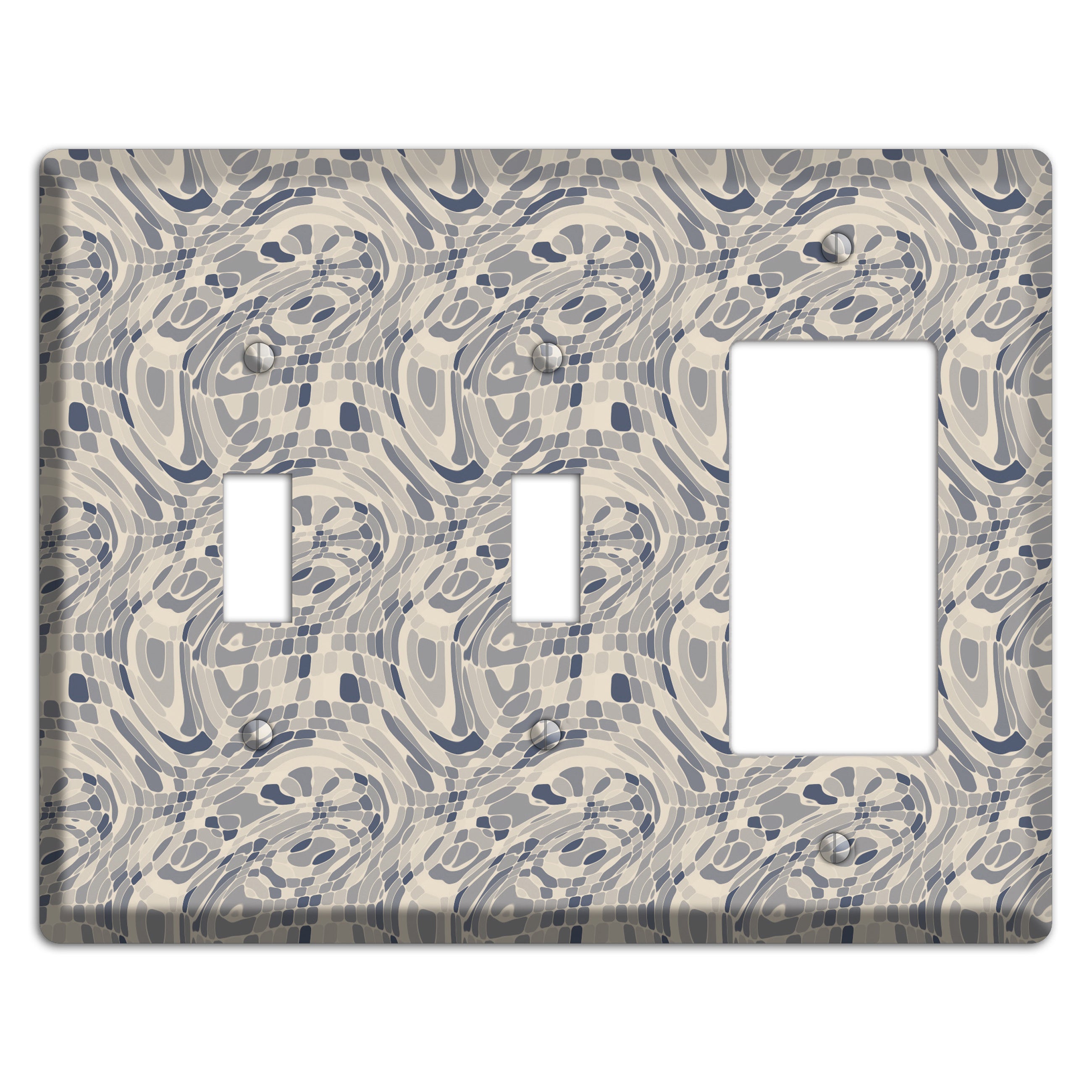 Blue and Beige Abstract 2 2 Toggle / Rocker Wallplate