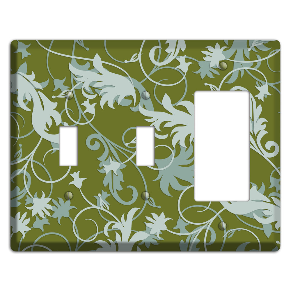 Green and Beige Victorian Sprig 2 Toggle / Rocker Wallplate