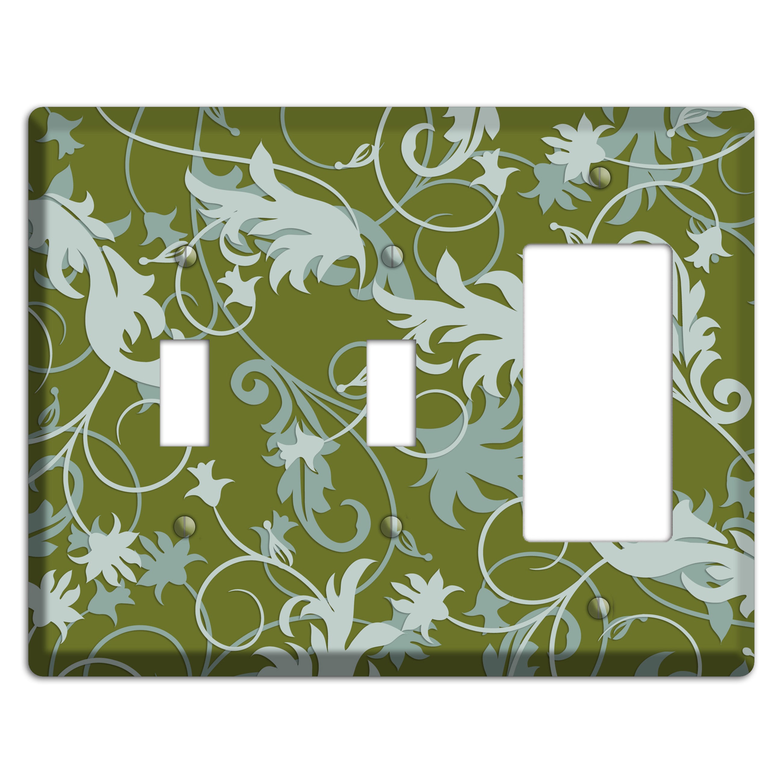 Green and Beige Victorian Sprig 2 Toggle / Rocker Wallplate