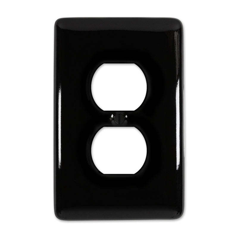 Metro Black Ceramic 1 Duplex Outlet:Wallplatesonline.com