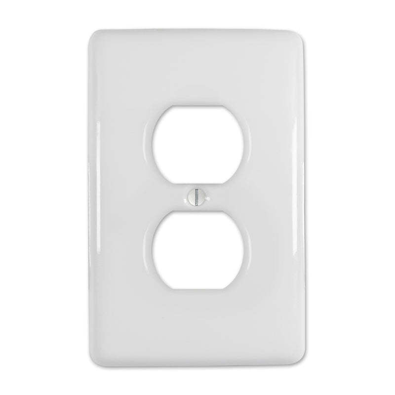 Metro White Ceramic 1 Duplex Outlet:Wallplatesonline.com
