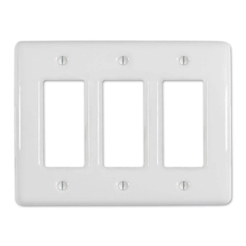 Metro White Ceramic 3 Rocker (GFI):Wallplatesonline.com