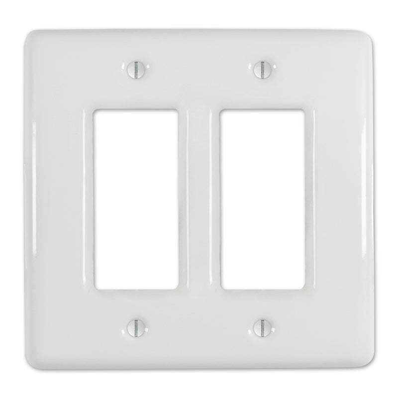 Metro White Ceramic 2 Rocker (GFI):Wallplatesonline.com