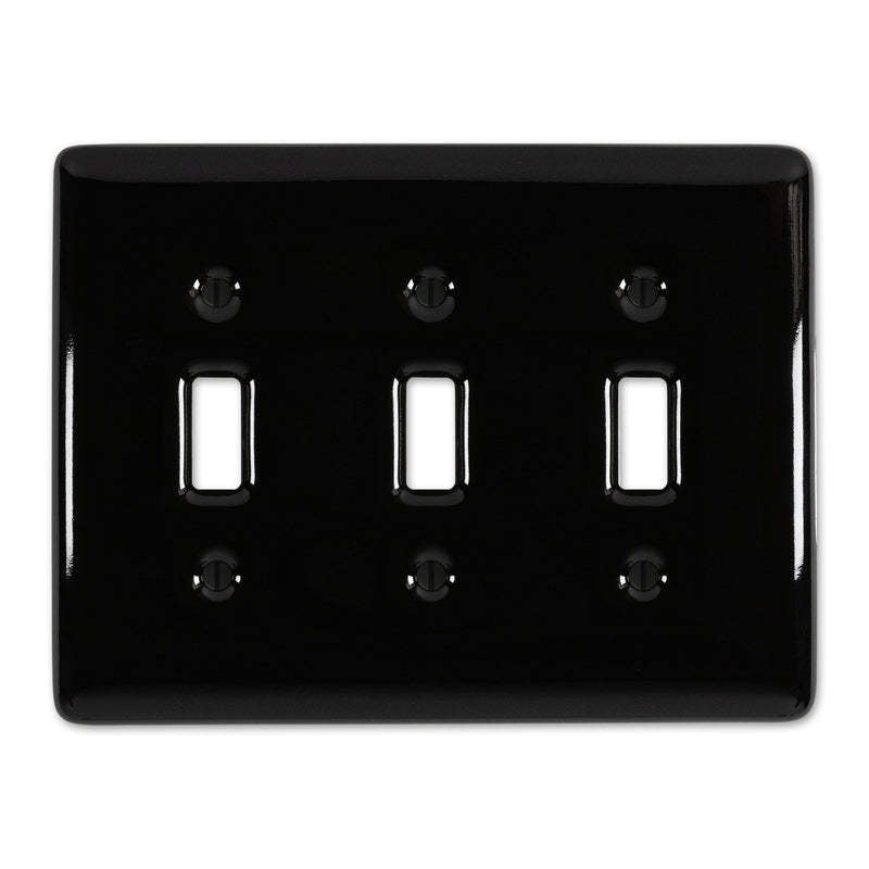 Metro Black Ceramic Triple Toggle:Wallplatesonline.com