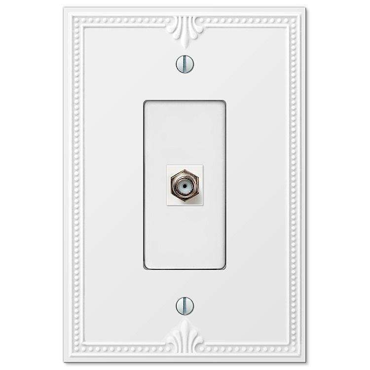 Richmond White 1 Cable TV with Hardware - Wallplatesonline.com