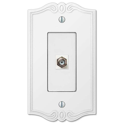 Charleston White 1 Cable TV with Hardware - Wallplatesonline.com