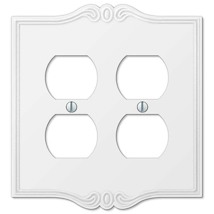 Charleston White 2 Duplex Outlet - Wallplatesonline.com