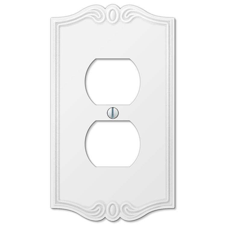 Charleston White 1 Duplex Outlet - Wallplatesonline.com