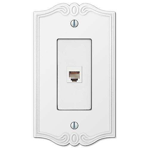 Charleston White 1 Phone Jack with Hardware - Wallplatesonline.com