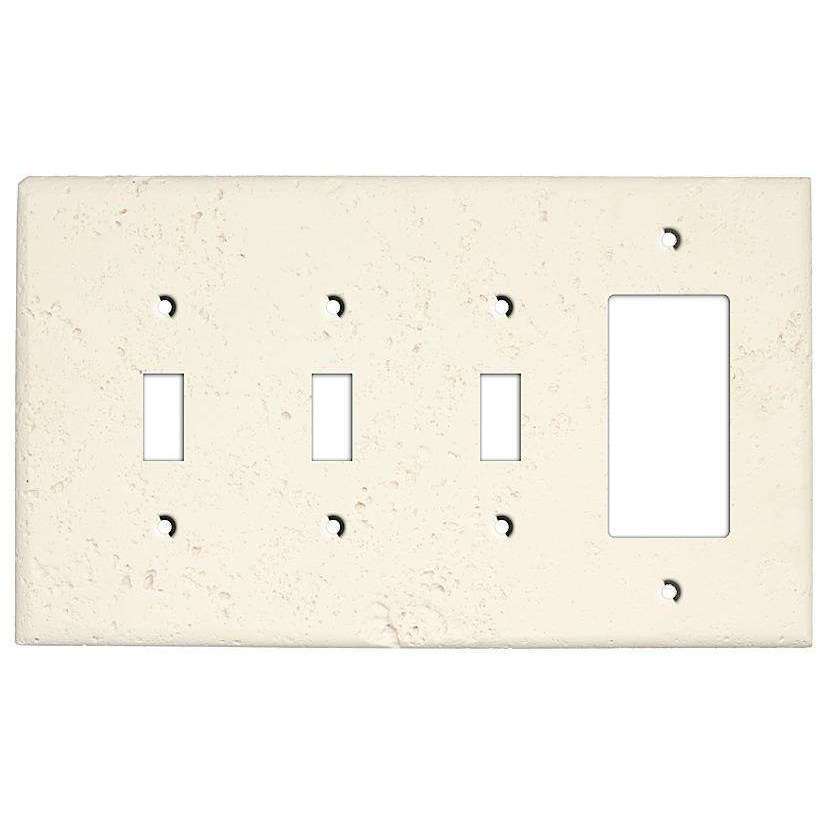 White Stone 3 Toggle / Rocker Cover Plate