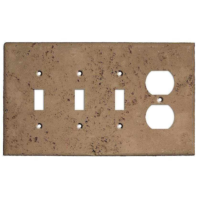 Cocoa Stone 3 Toggle / Duplex Outlet Cover Plate