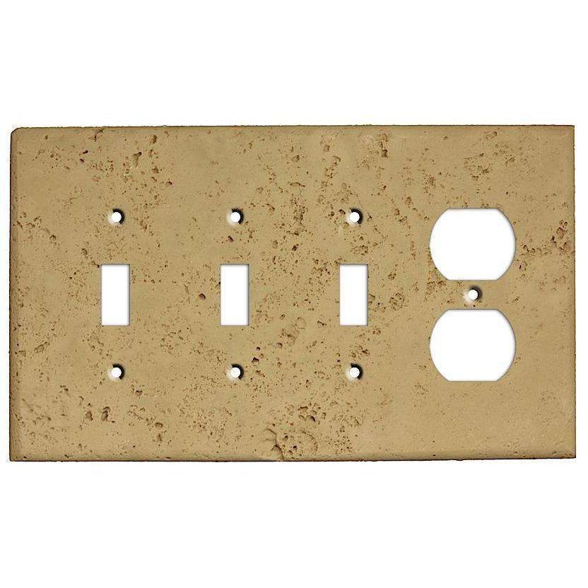 Khaki Stone 3 Toggle / Duplex Outlet Cover Plate