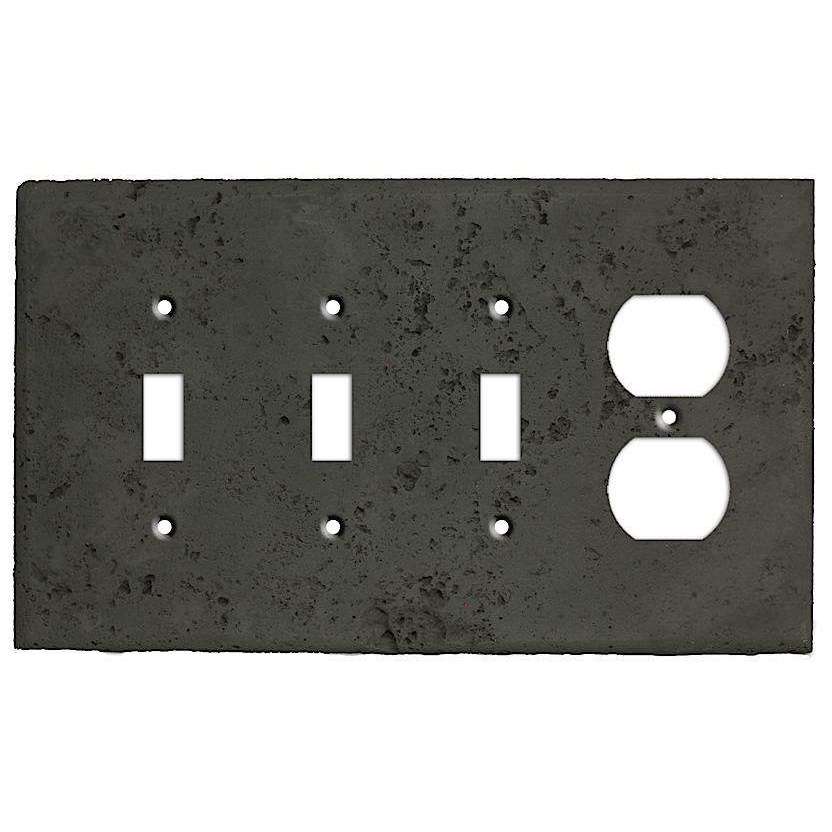 Charcoal Stone 3 Toggle / Duplex Outlet Cover Plate