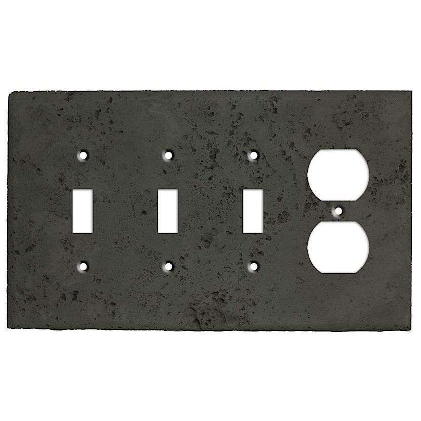 Charcoal Stone 3 Toggle / Duplex Outlet Cover Plate - Wallplatesonline.com