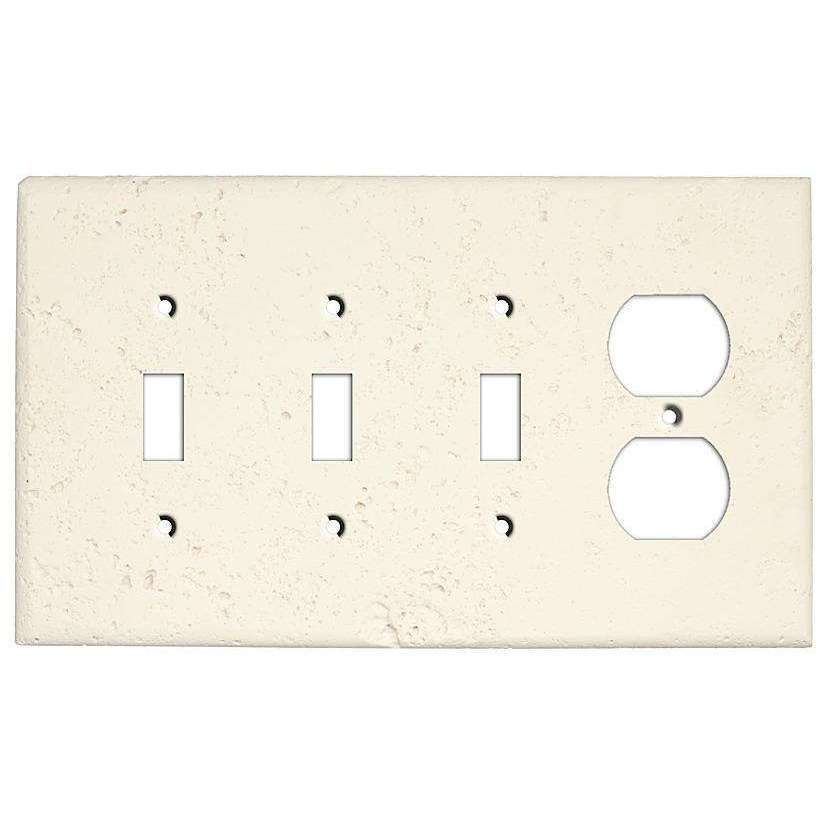 White Stone 3 Toggle / Duplex Outlet Cover Plate:Wallplatesonline.com