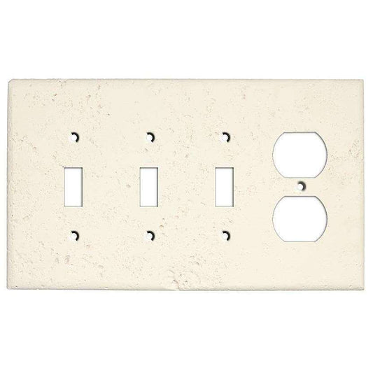 White Stone 3 Toggle / Duplex Outlet Cover Plate:Wallplatesonline.com