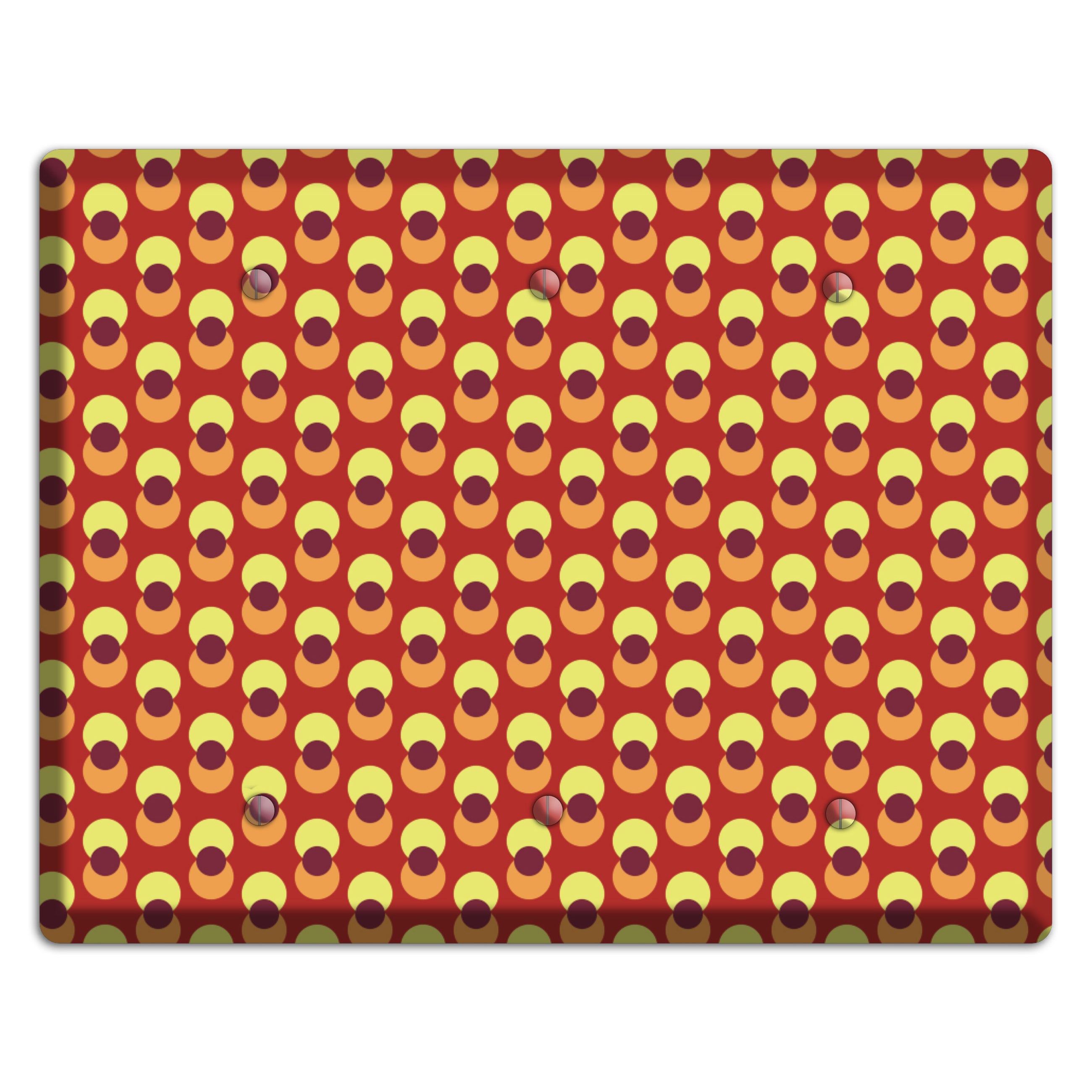 Red Yellow Coral Overlain Dots 3 Blank Wallplate