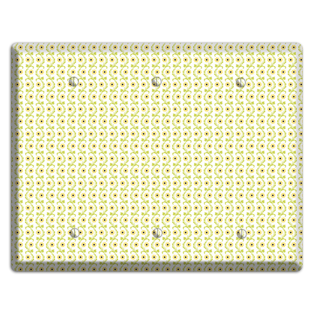 Tiny Yellow and Green Retro Sprig 3 Blank Wallplate