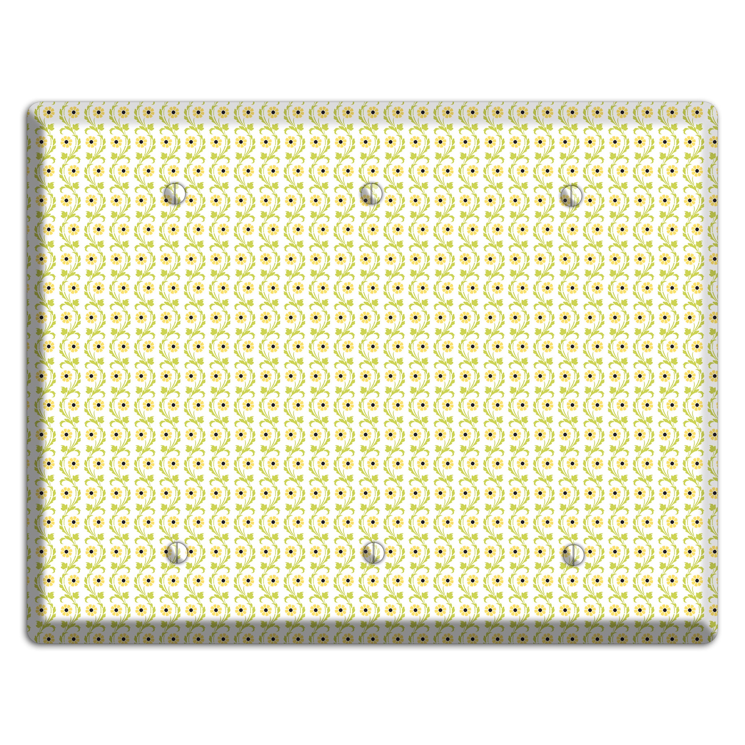 Tiny Yellow and Green Retro Sprig 3 Blank Wallplate