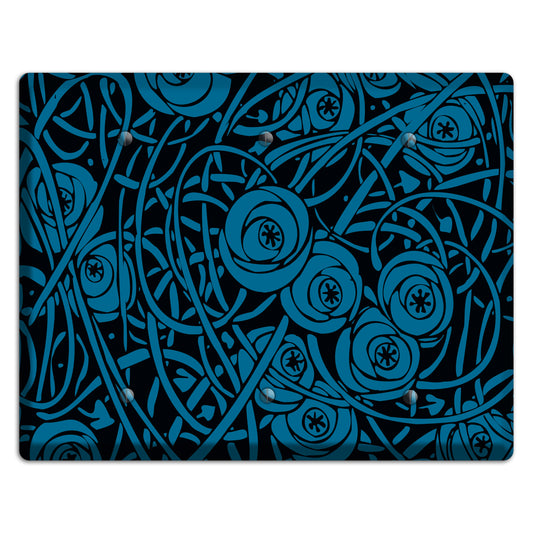 Black and Blue Deco Floral 3 Blank Wallplate