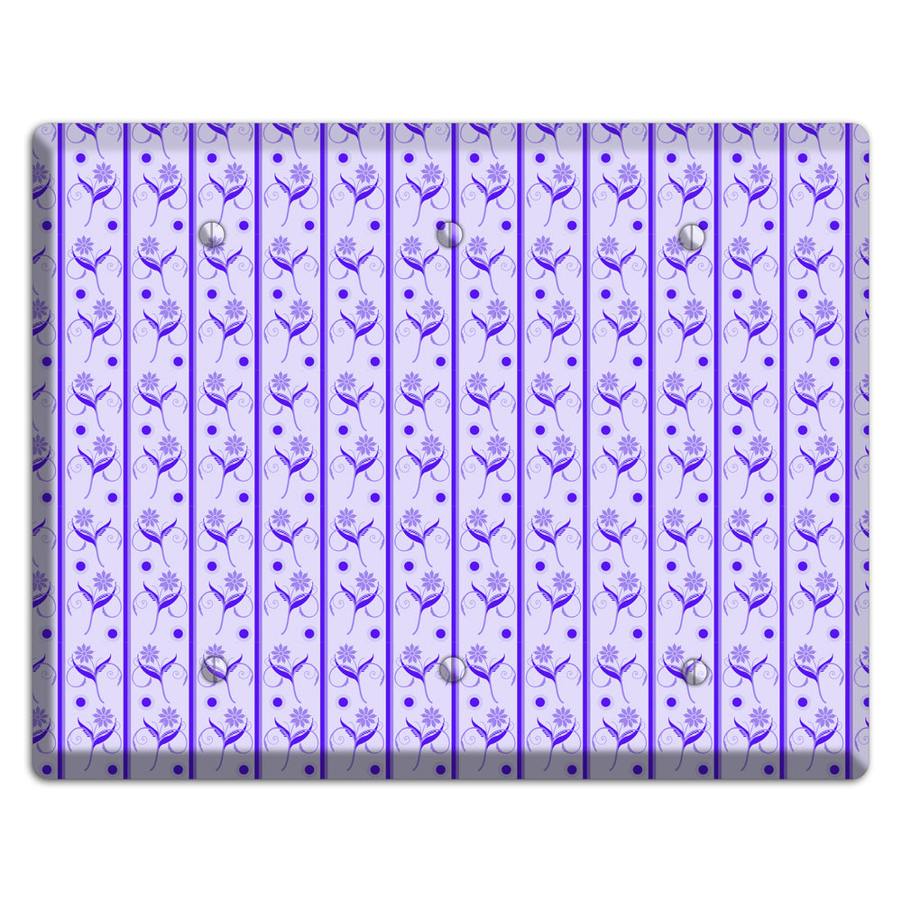 Purple Floral Pattern 3 Blank Wallplate