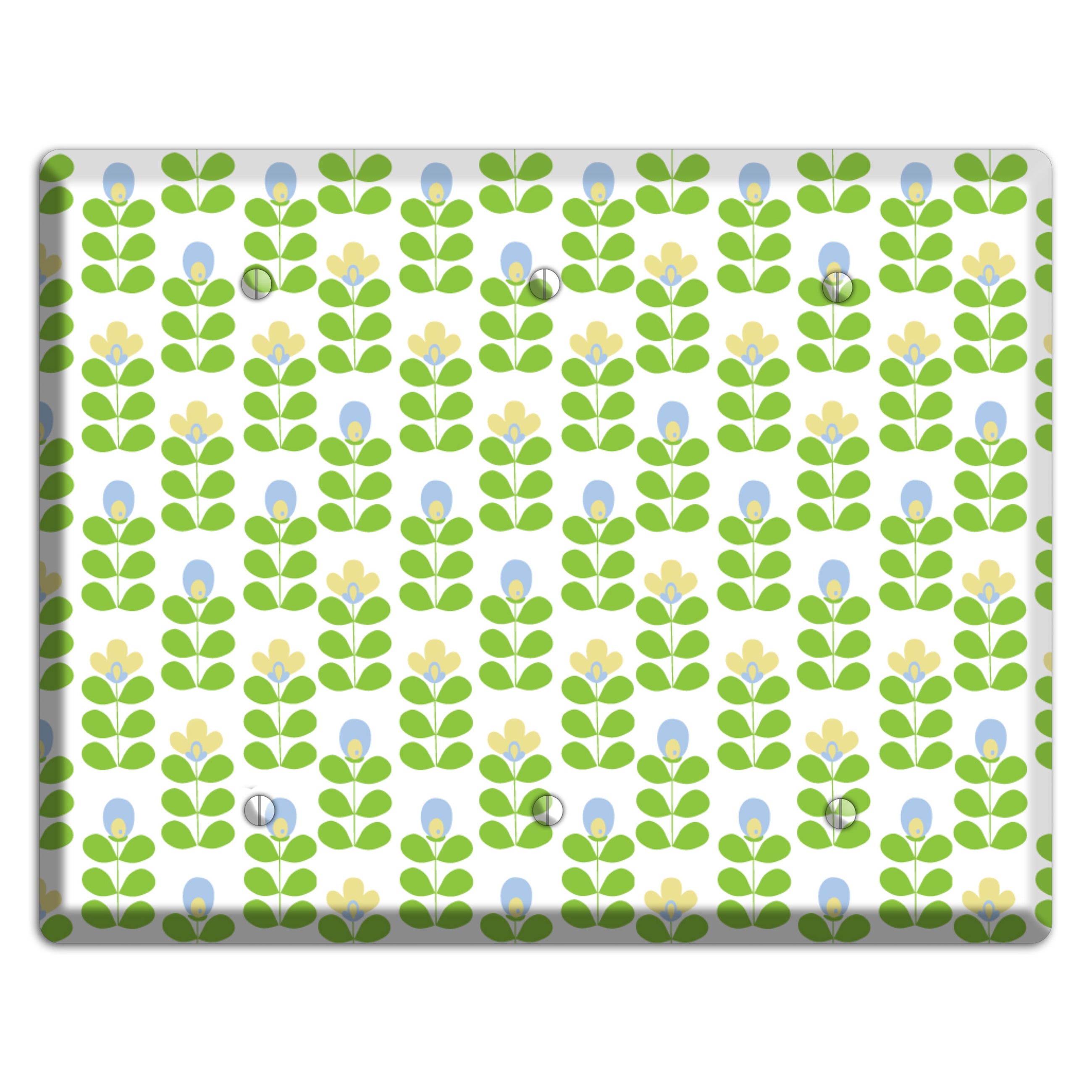 Green Deco Floral Half Drop 3 Blank Wallplate