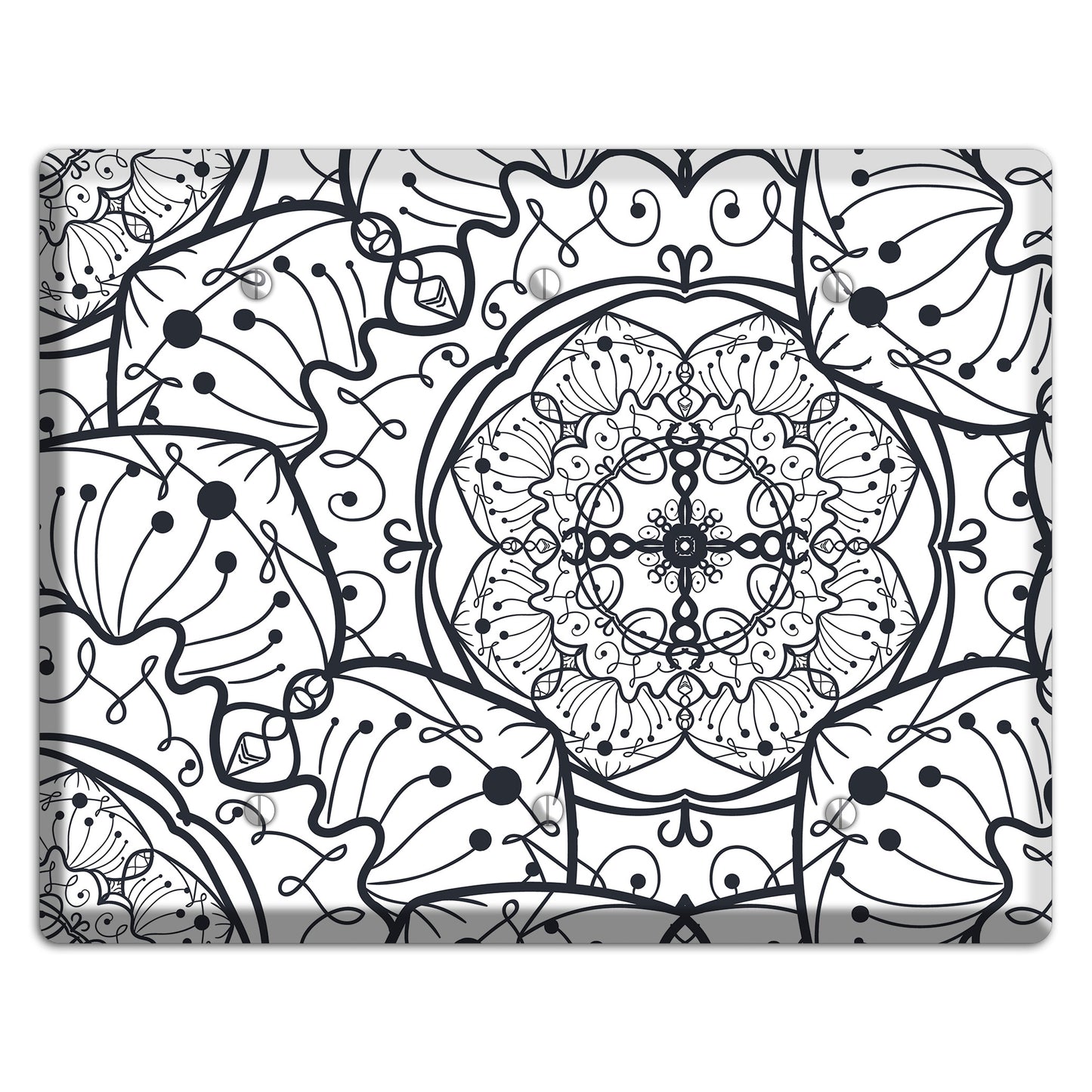 Mandala Black and White Style M Cover Plates 3 Blank Wallplate