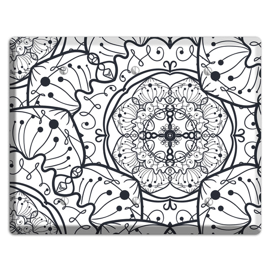 Mandala Black and White Style M Cover Plates 3 Blank Wallplate