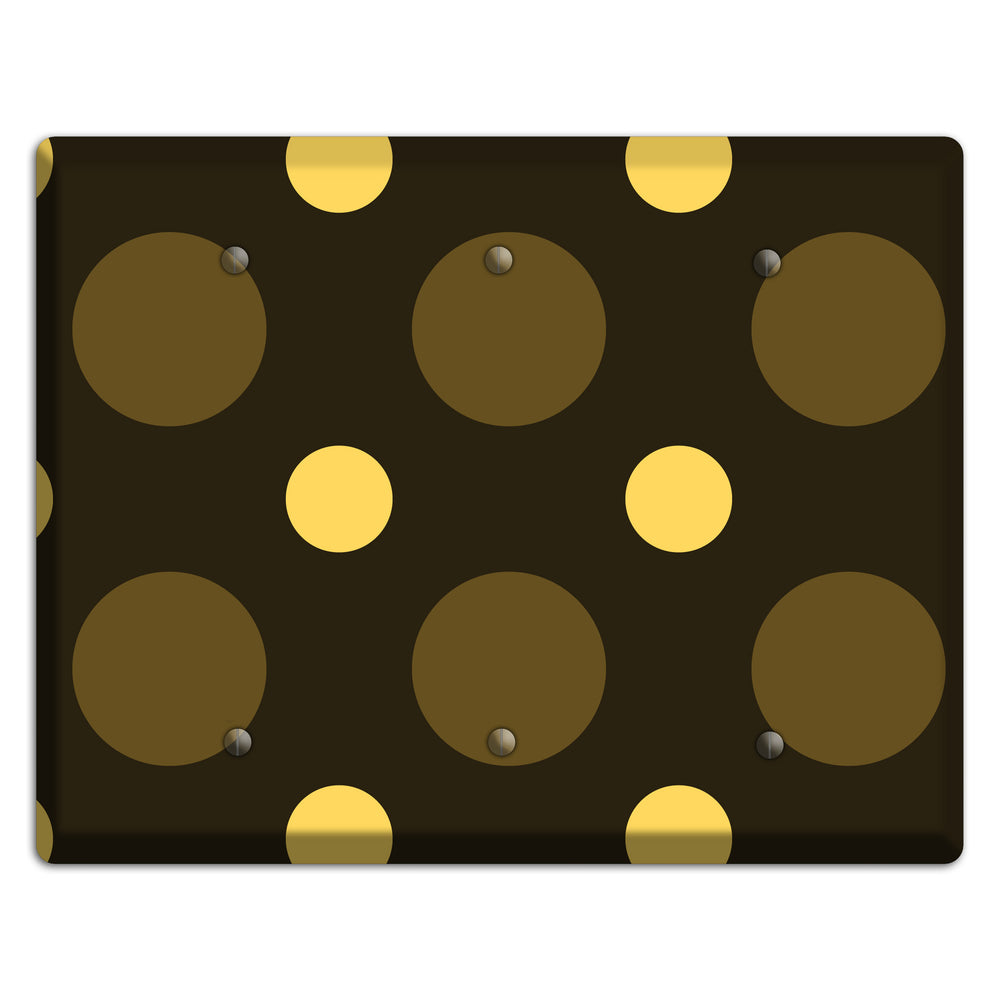 Brown with Brown and Yellow Multi Medium Polka Dots 3 Blank Wallplate