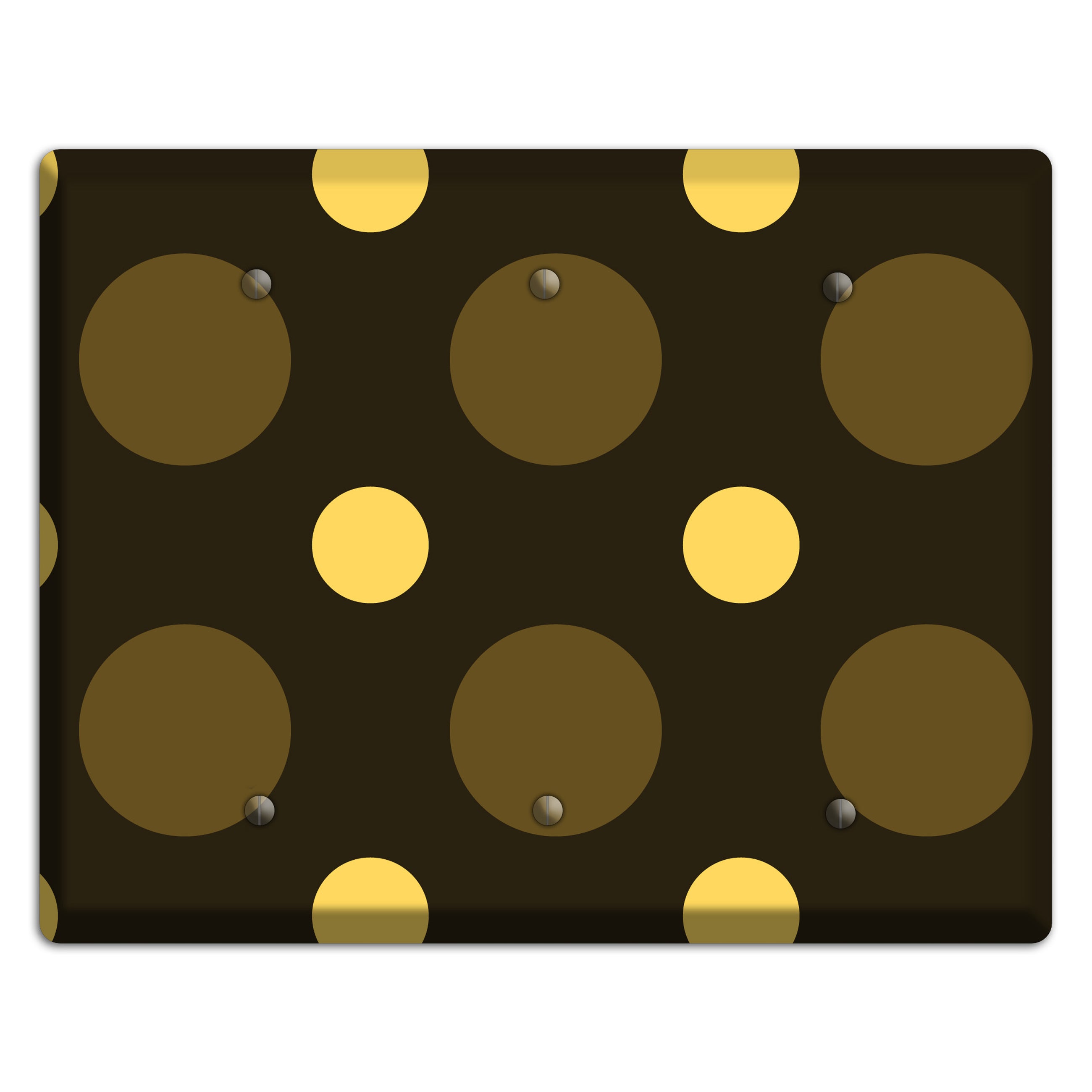 Brown with Brown and Yellow Multi Medium Polka Dots 3 Blank Wallplate