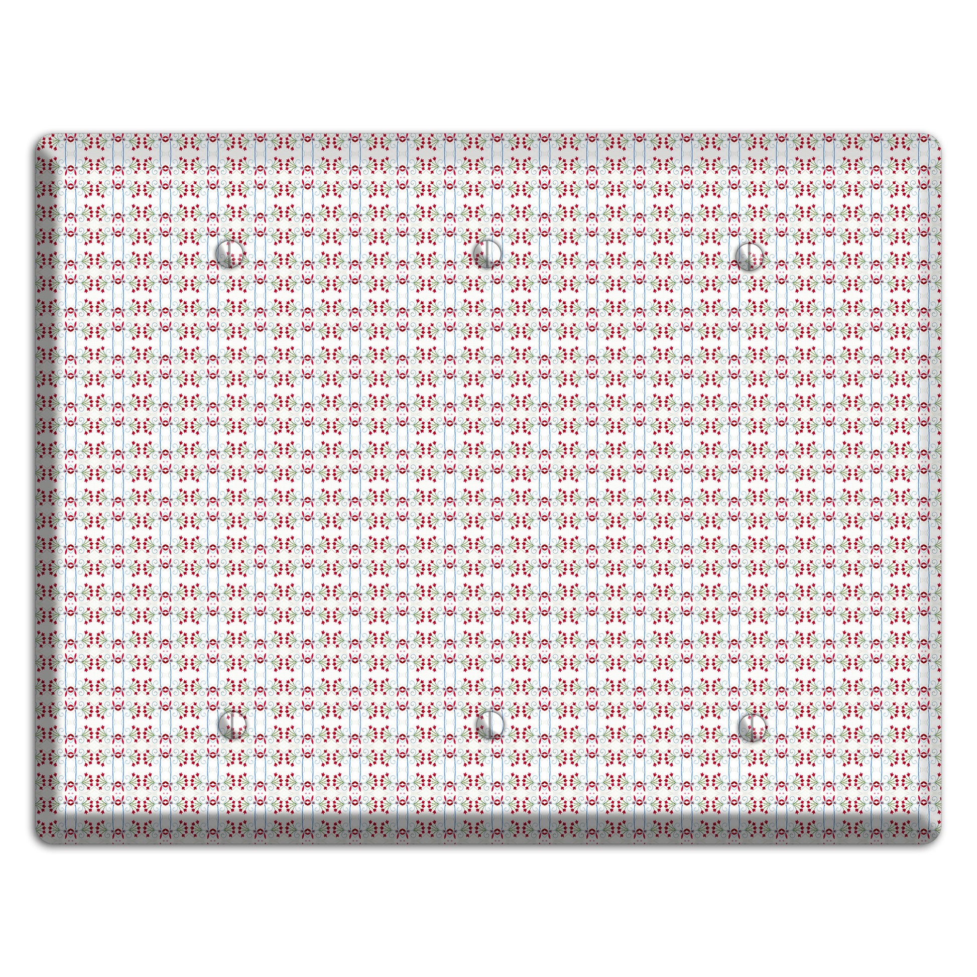 White with Red Blue Tapestry 3 Blank Wallplate