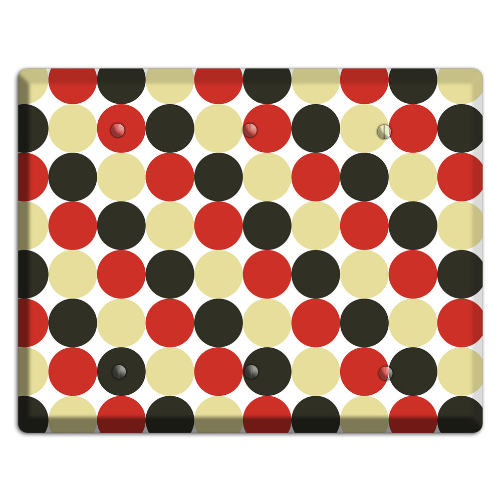 Beige Red Black Tiled Dots 3 Blank Wallplate
