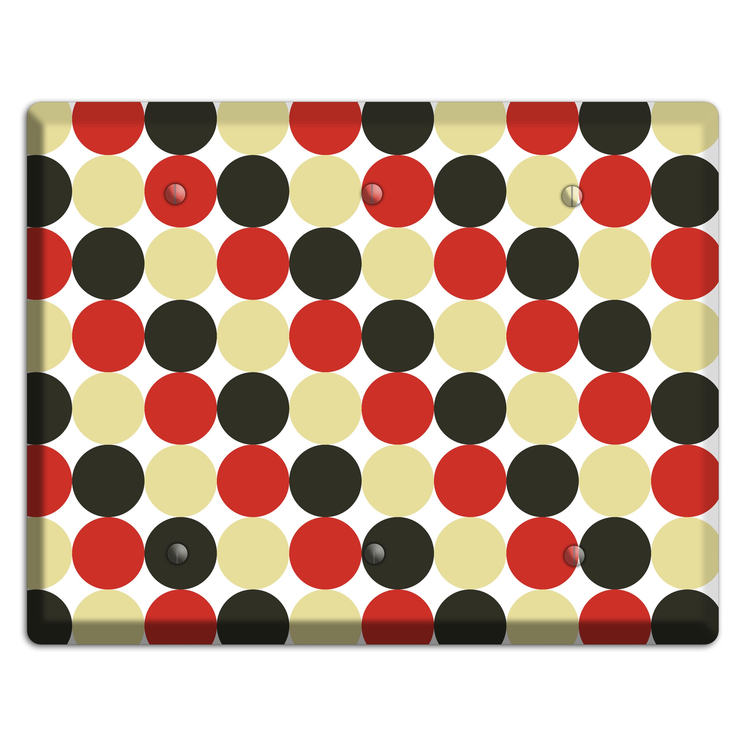 Beige Red Black Tiled Dots 3 Blank Wallplate
