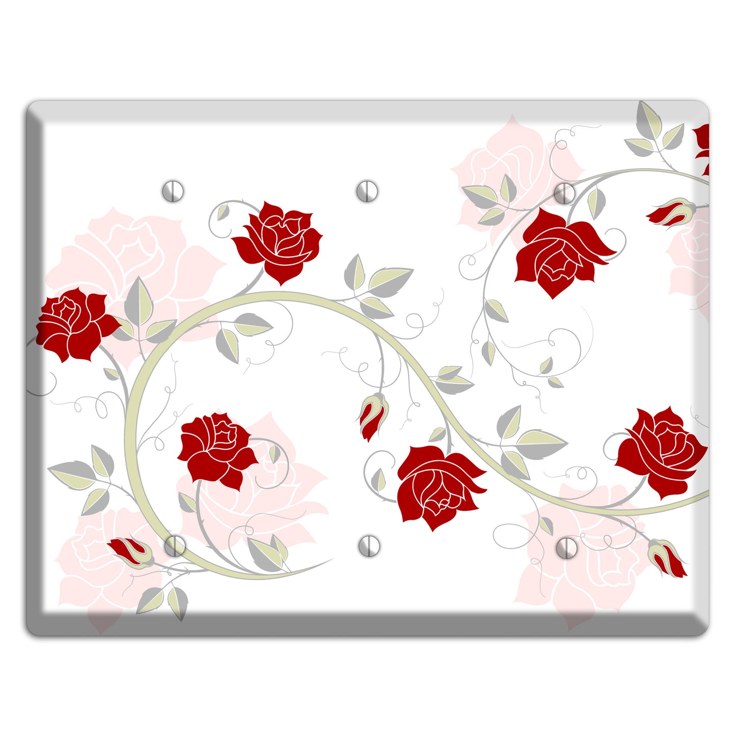 Red Rose 3 Blank Wallplate