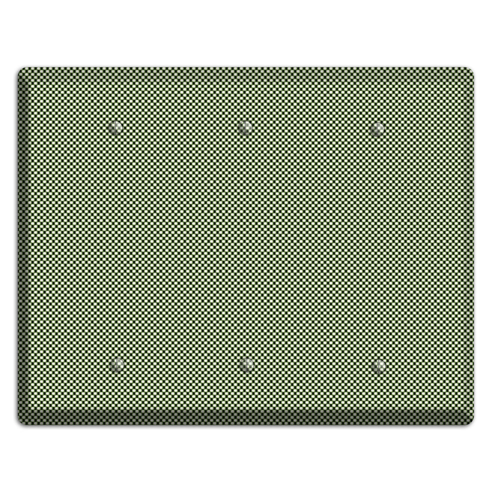 Green Tiny Check 3 Blank Wallplate