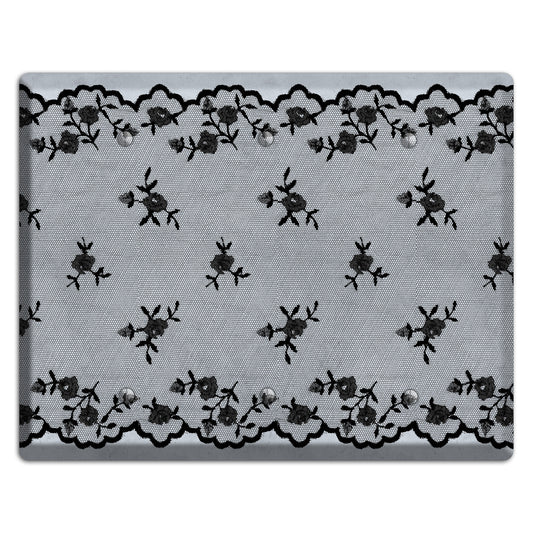 Embroidered Floral Gray 3 Blank Wallplate