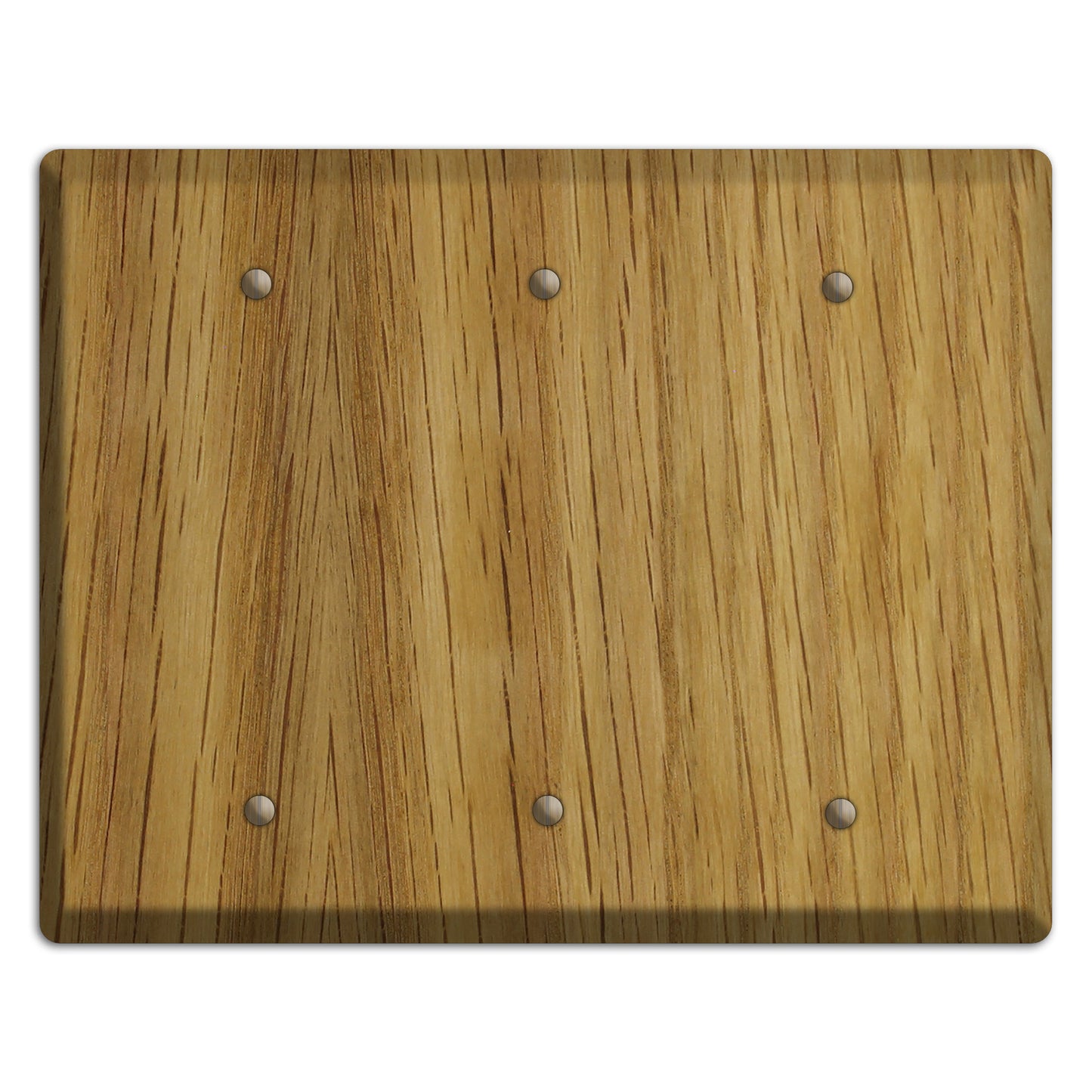 Unfinished White Oak Wood Triple Blank Cover Plate