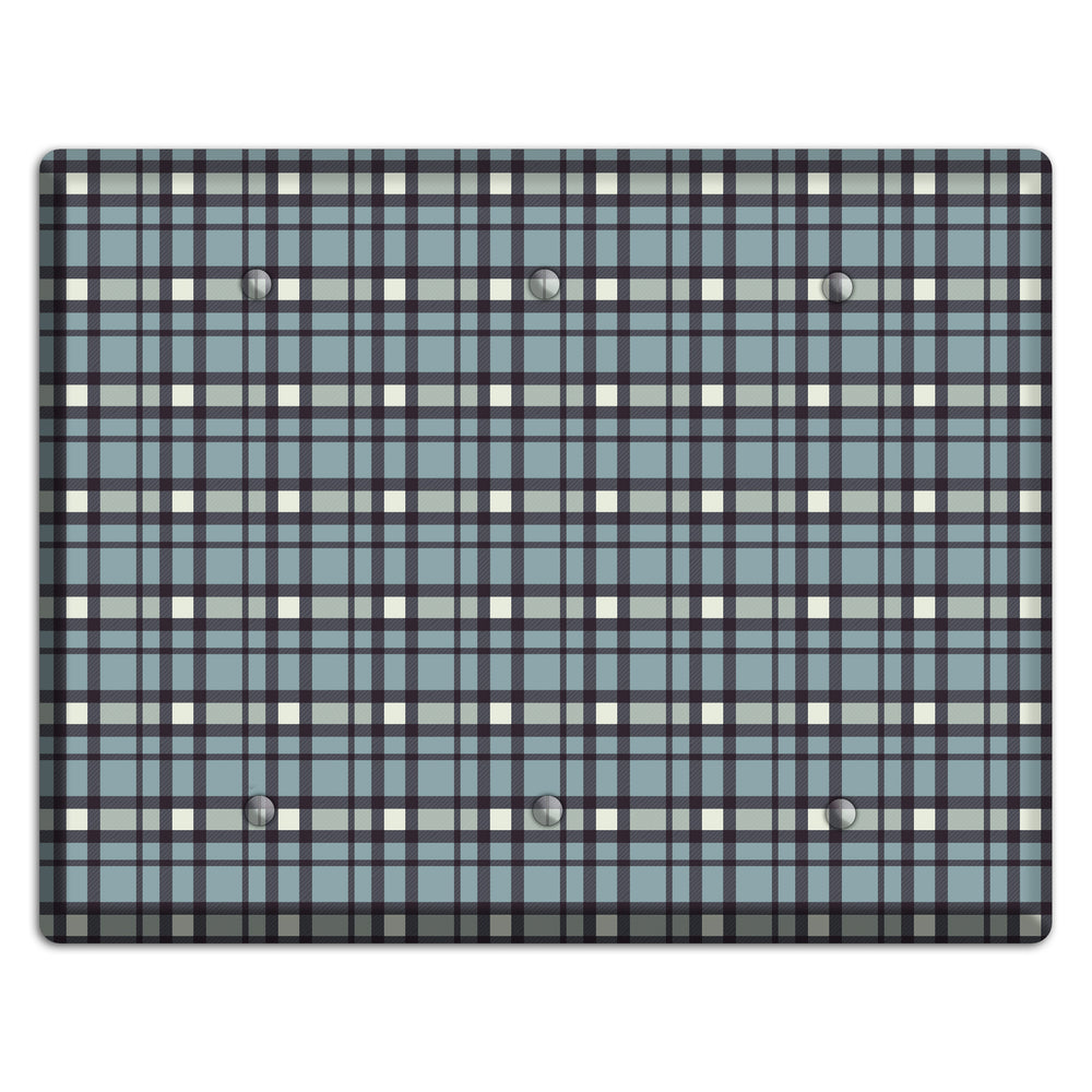 Dusty Blue Plaid 3 Blank Wallplate