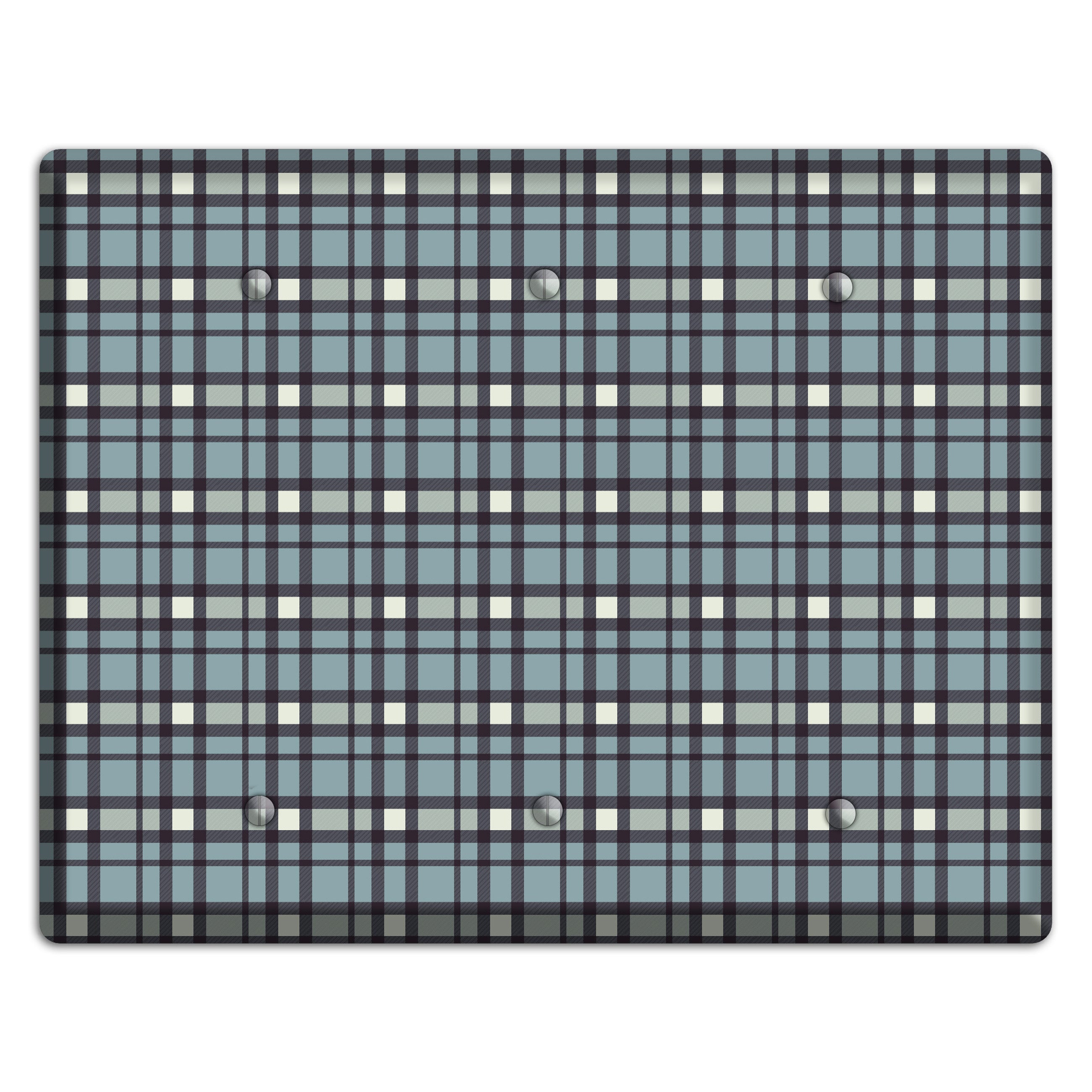 Dusty Blue Plaid 3 Blank Wallplate