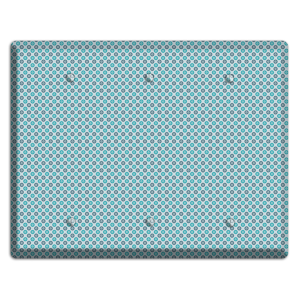 Turquoise and Blue Concentric Dots 3 Blank Wallplate