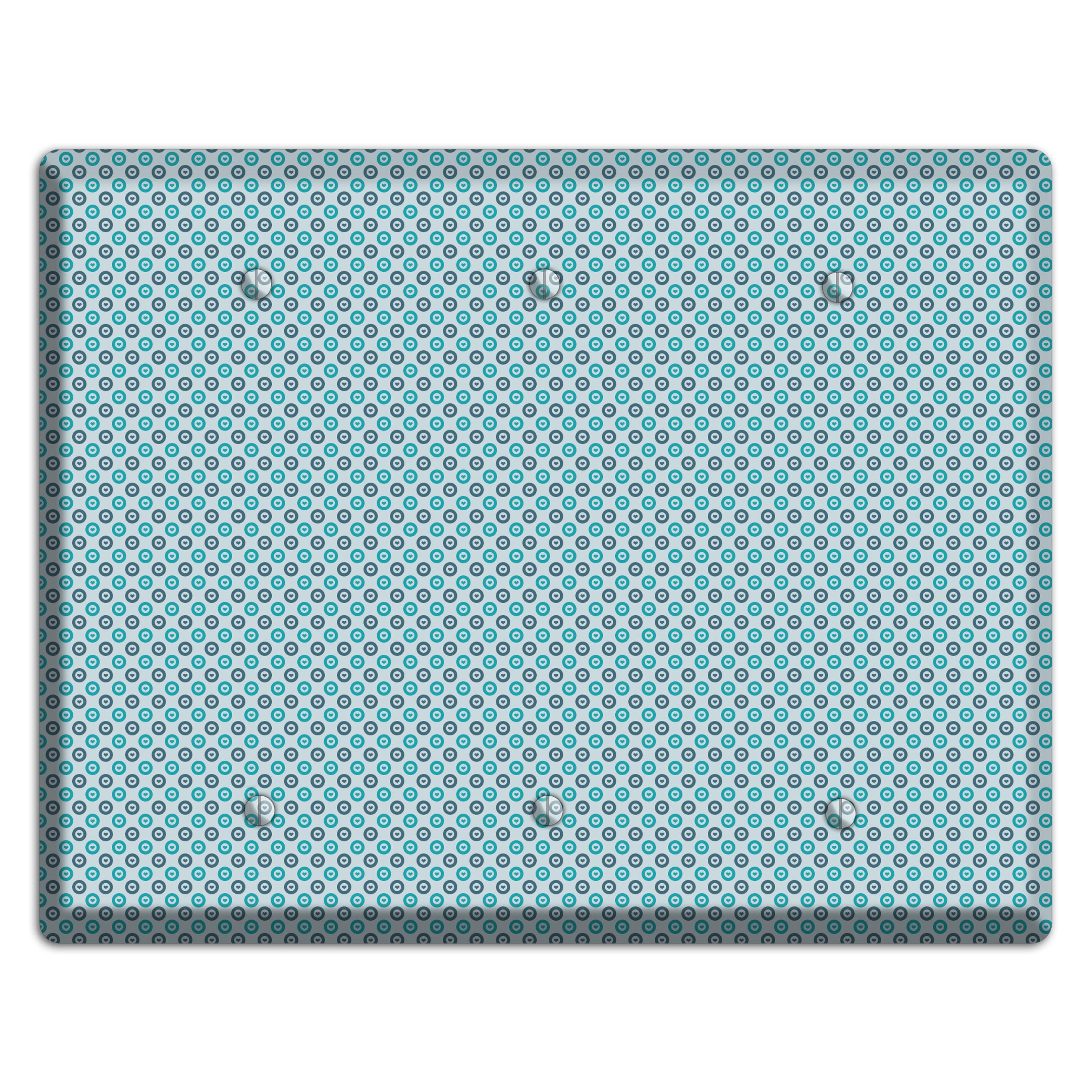 Turquoise and Blue Concentric Dots 3 Blank Wallplate