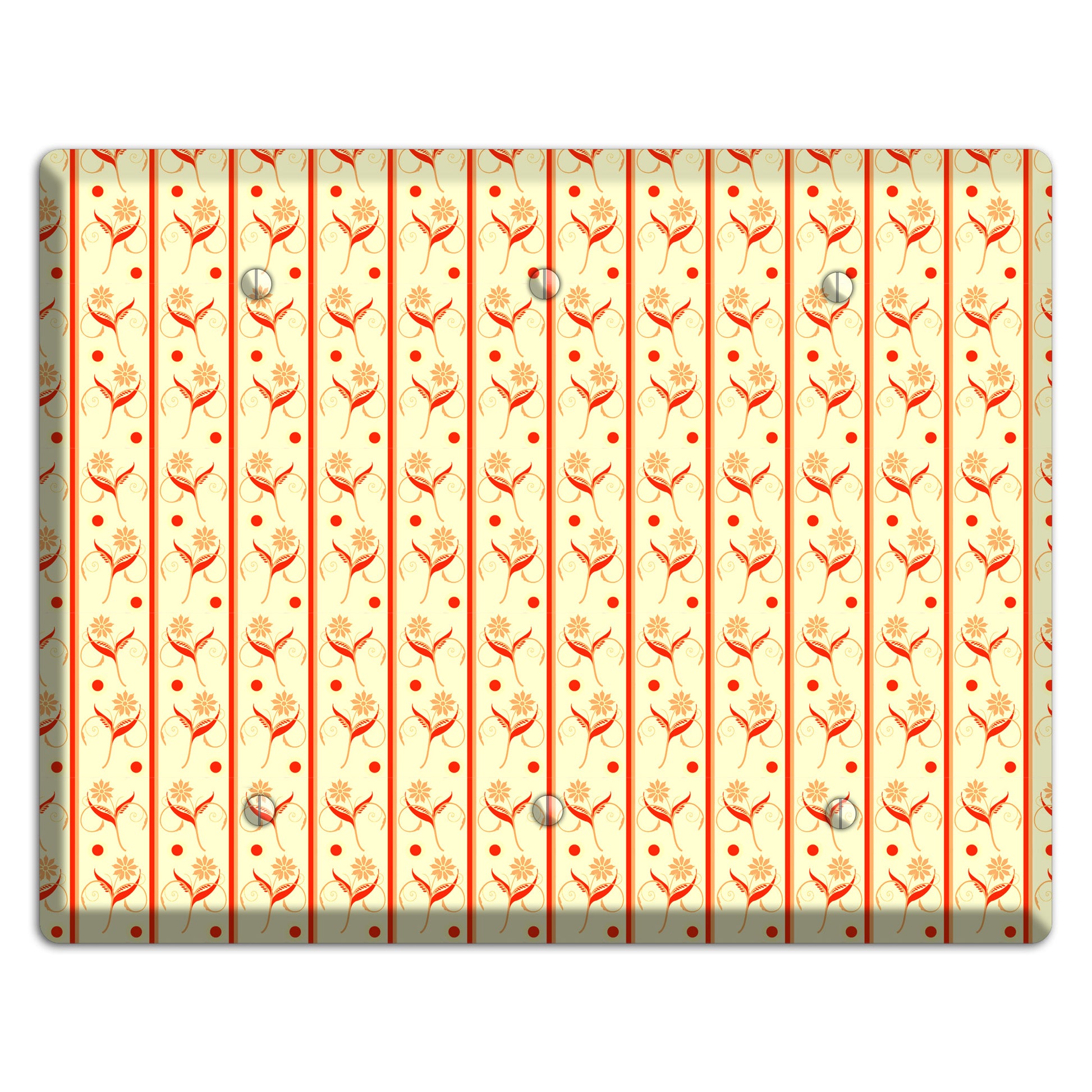Yellow Floral Pattern 3 Blank Wallplate