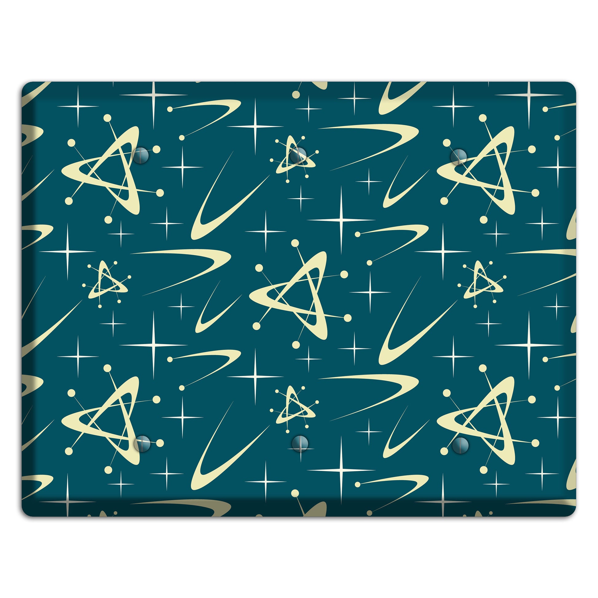 Teal and Yellow Atomic 3 Blank Wallplate