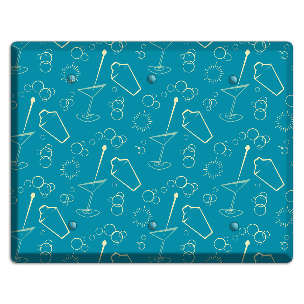 Teal Cocktail Hour 3 Blank Wallplate